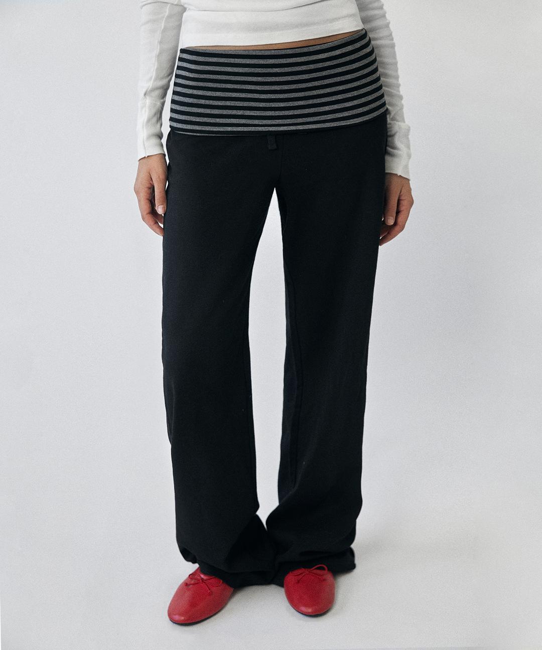 LAYERED LONG PANTS [BLACK]