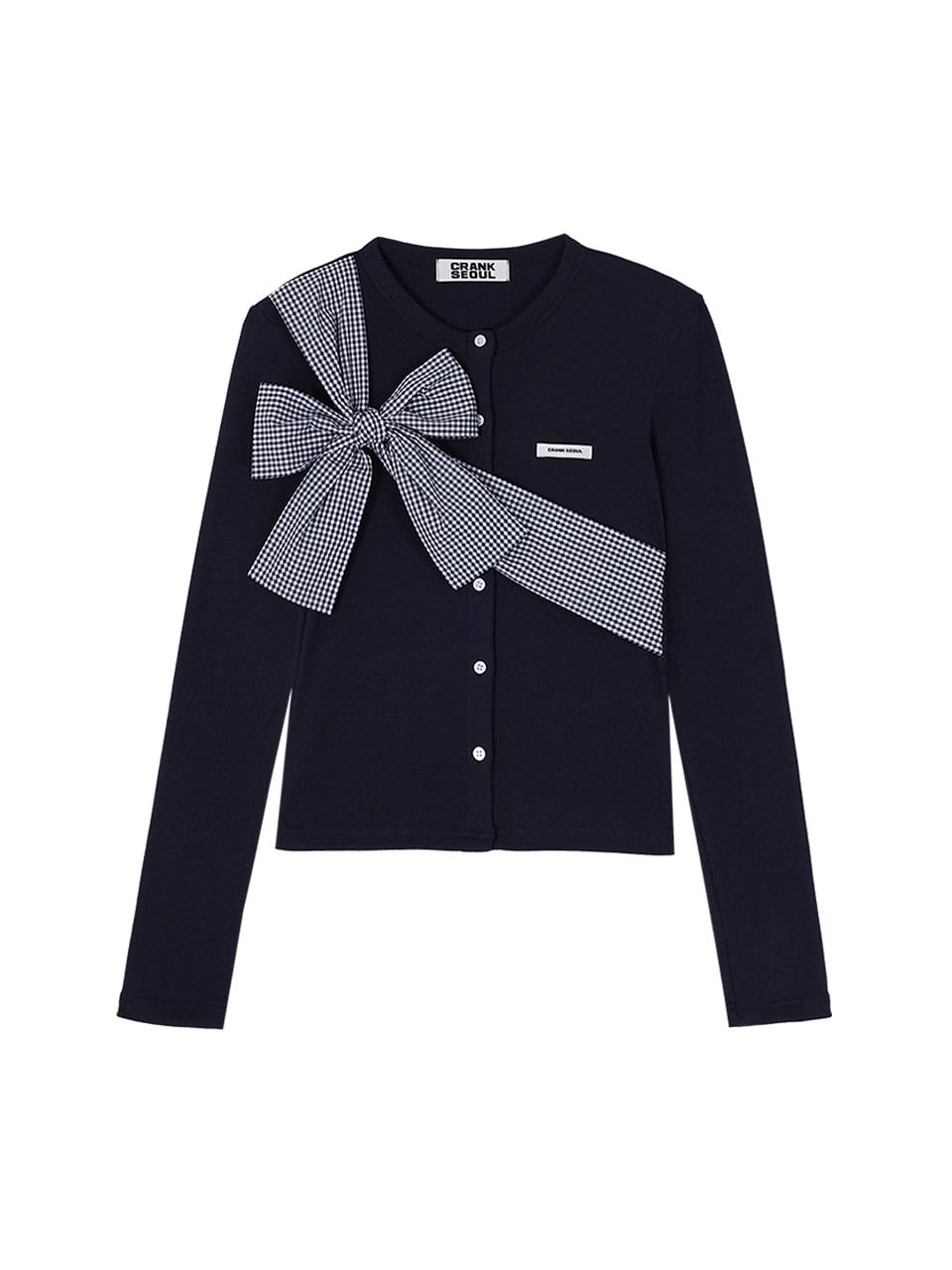RIBBON-TIED KNIT CARDIGAN_NAVY