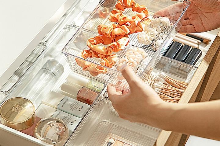 [10%쿠폰]미끄럼방지 다용도 투명 칸막이 서랍정리함 트레이 8size