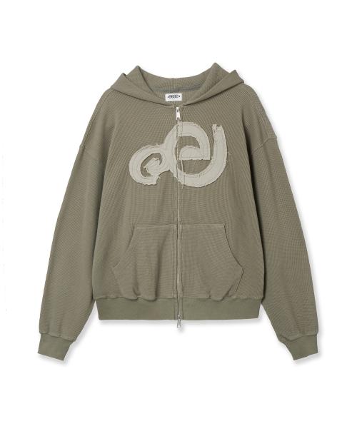 WAFFLE HOOD ZIP-UP [KHAKI]
