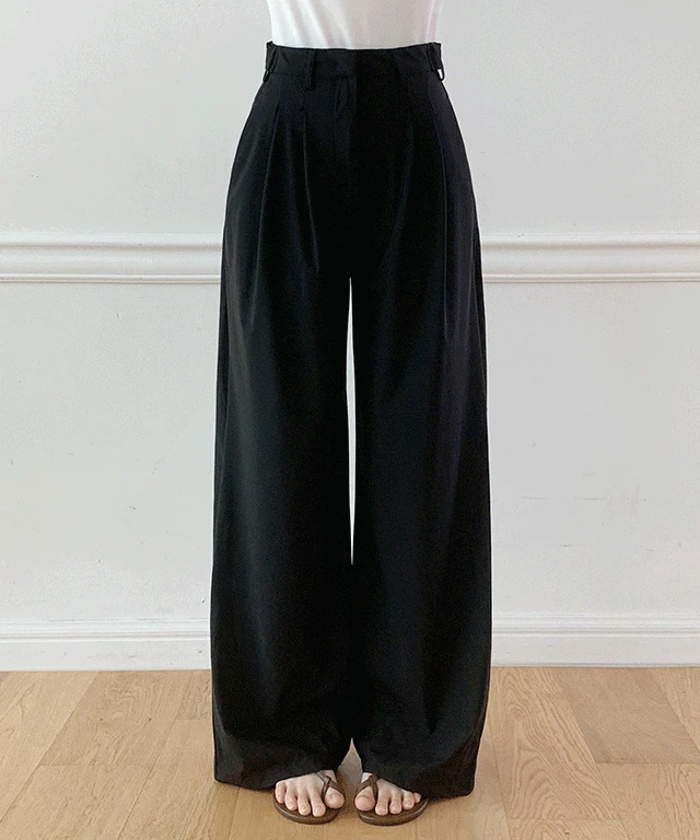 [썸머쿨링소재/초경량]딘크 비죠 핀턱 바스락 슬랙스팬츠