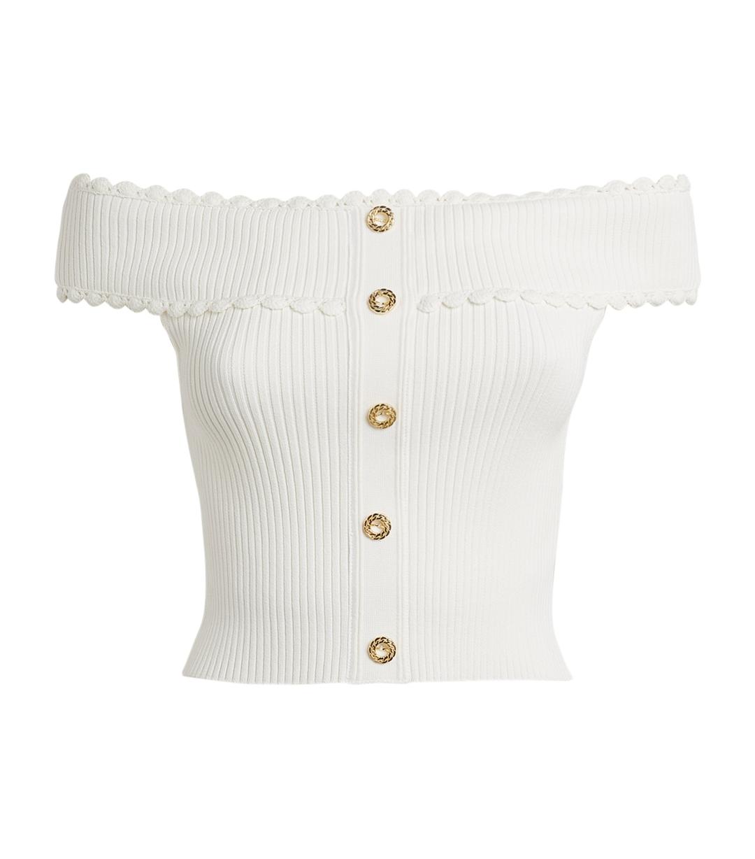 오프더숄더 크롭 탑