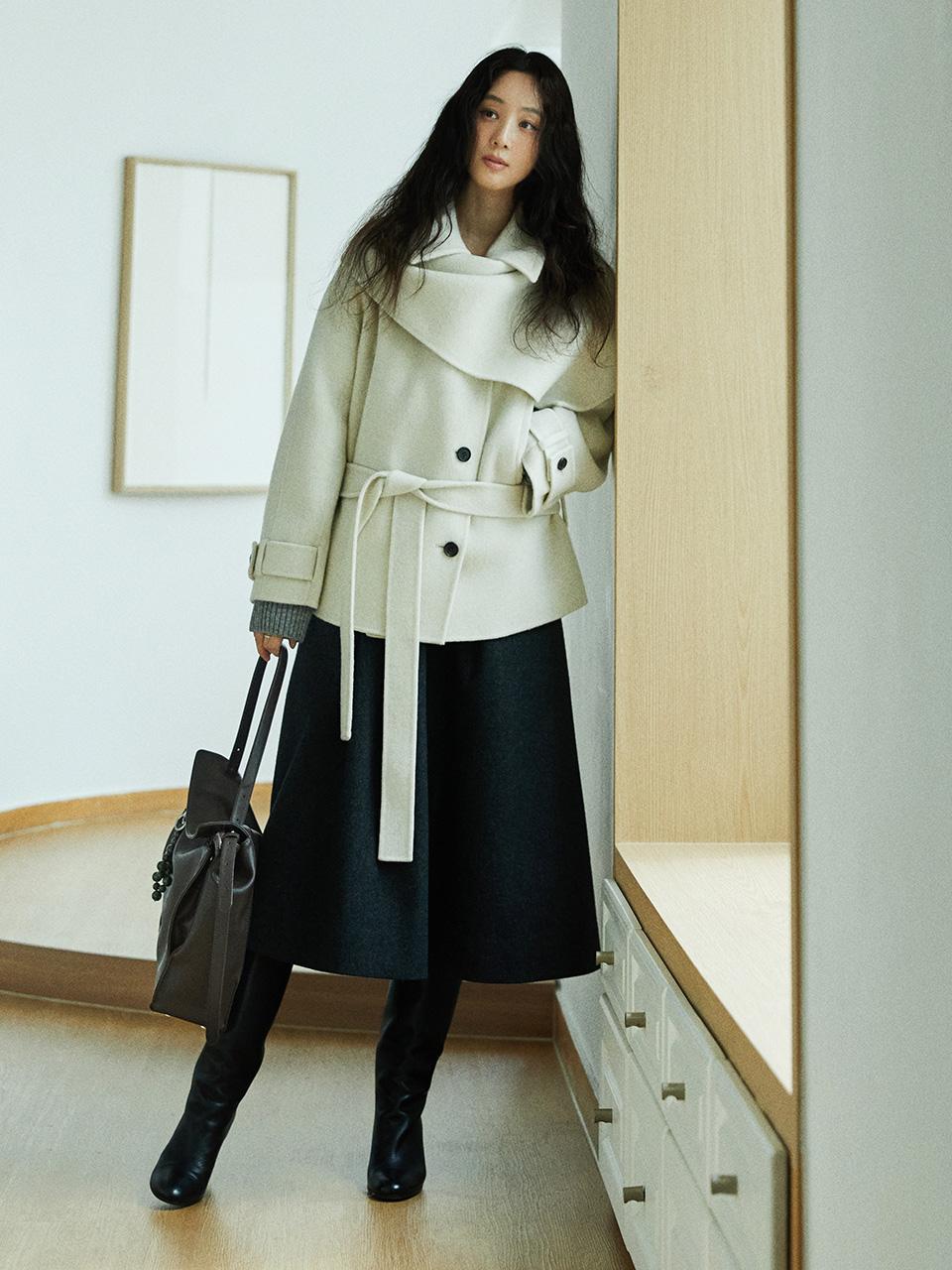 Hand-made Belted Half-Coat SW5WH407-KF