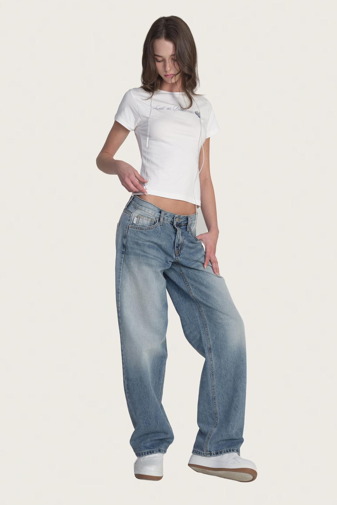 Krystal Clean Straight Low Jeans, Misty Blue