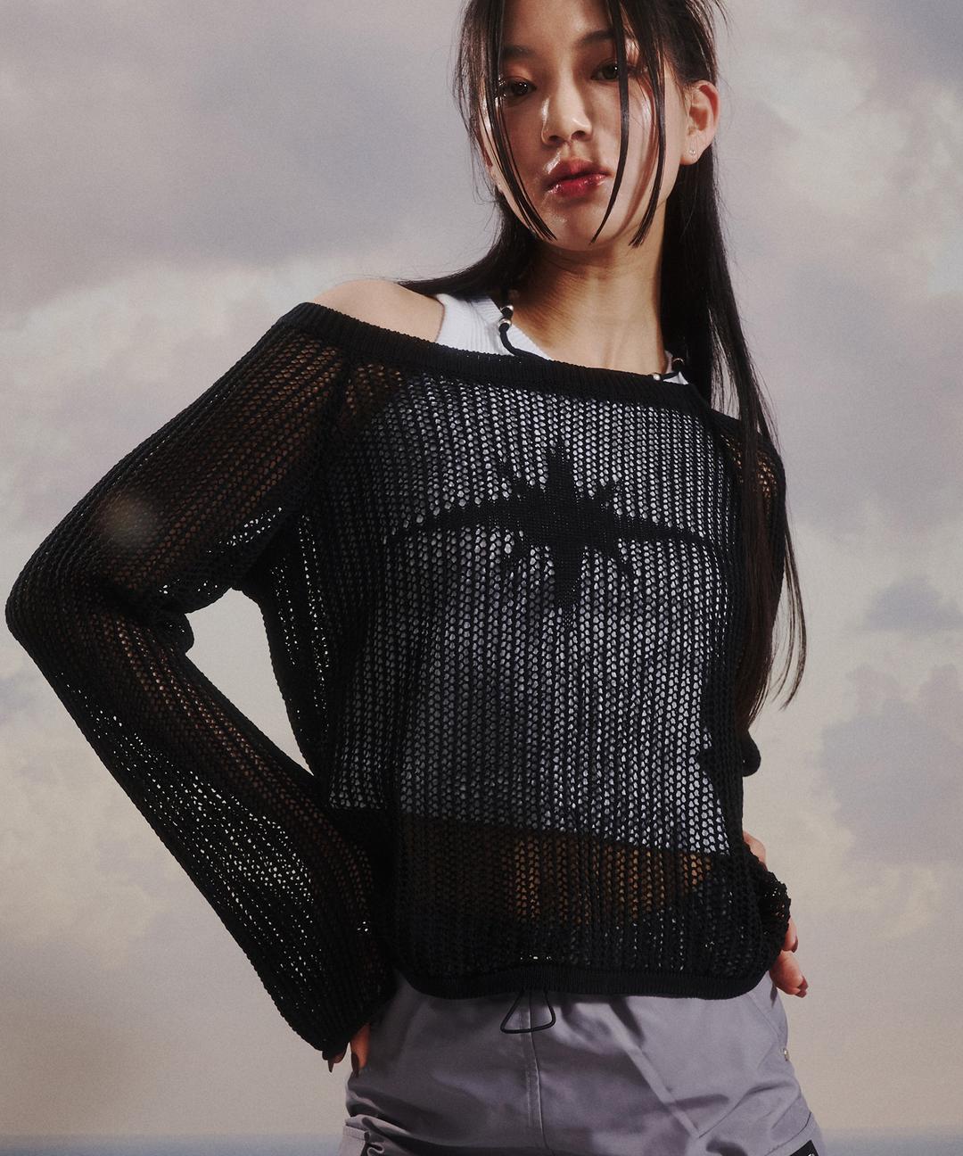 Moonlight Net Knit Pullover (BLACK)