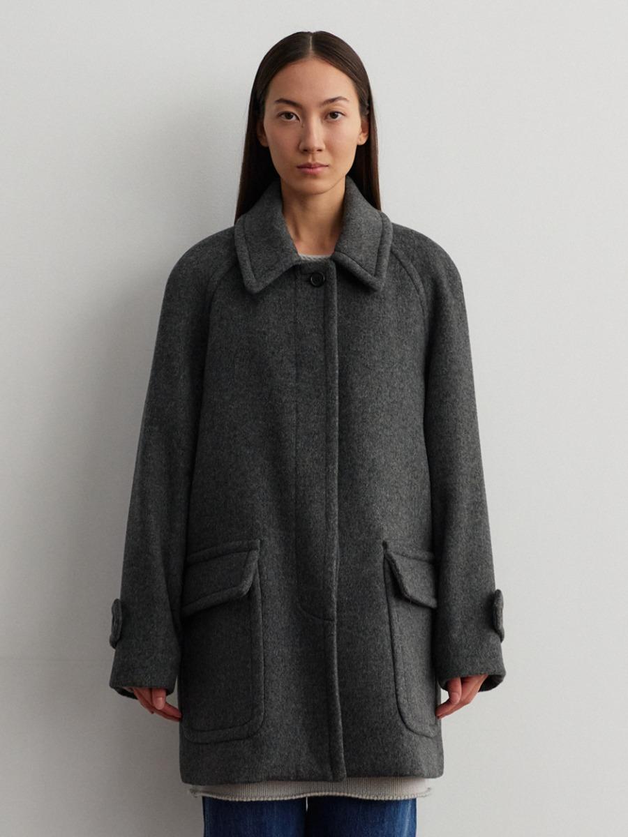 Wool pocket half coat _ gray