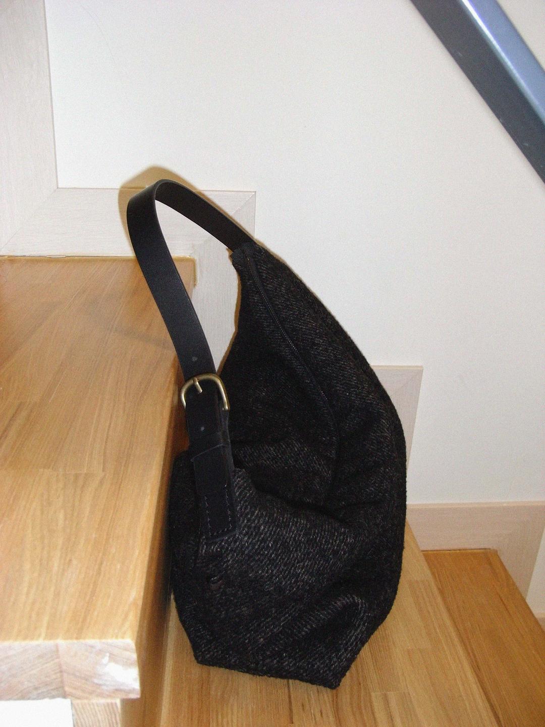 Wool twill hobo bag