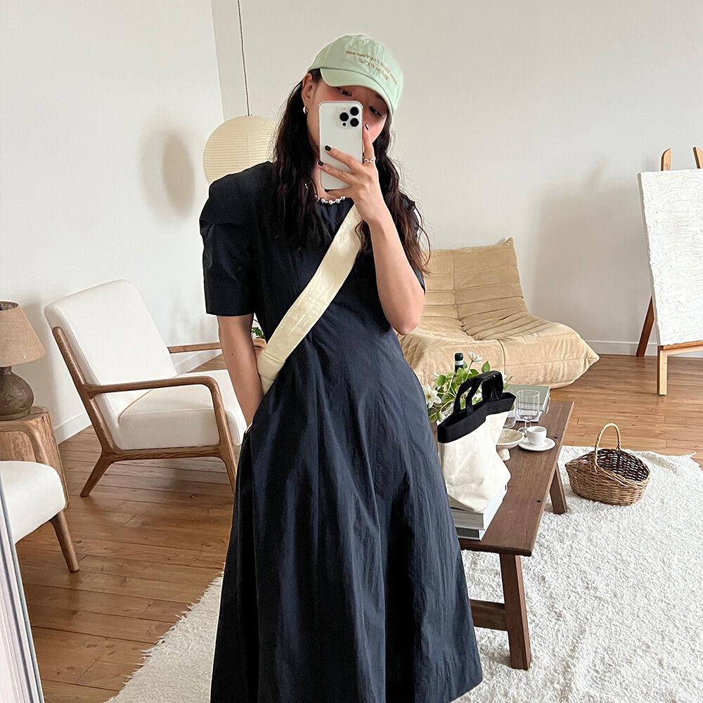 [소소 착용]볼륨 슬리브 플레어 원피스 NY_K222PSE703