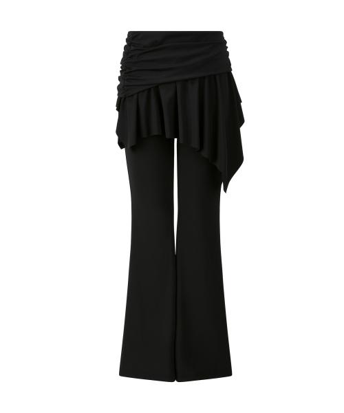 부츠컷 저지 스커트 팬츠 BLACK