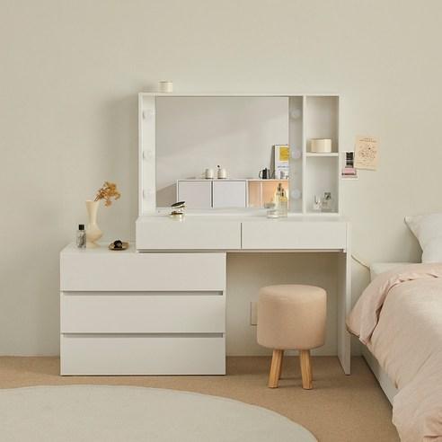 [즉시할인2만원+스툴 무료증정] 파로마 헤브 LED조명 확장형 콘솔서랍장 화장대 + 크럼블 회전스툴 - 일반화장대 | 쿠팡