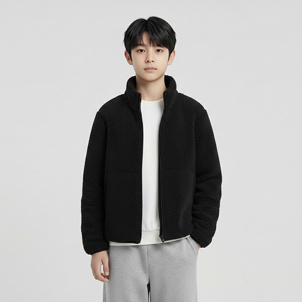 행텐틴즈 퍼 플리스 집업_블랙