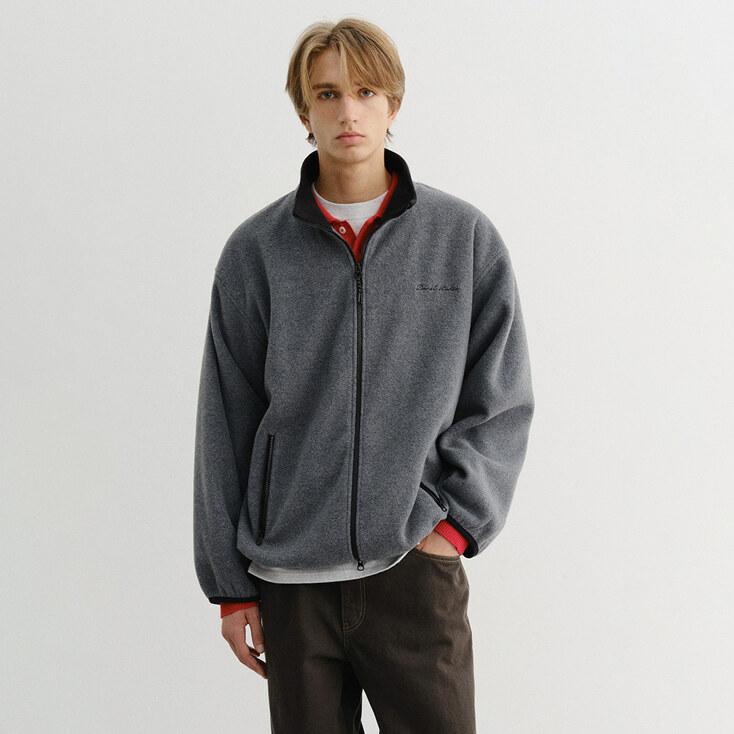 UNISEX ZIP-UP FLEECE SWEATSHIRT CHARCOAL GREY_M_UDJU5D135CG