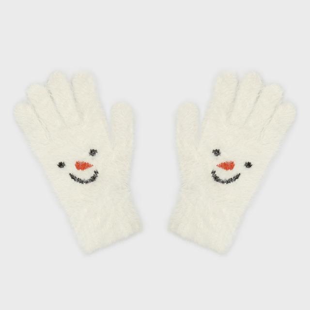 gloves snowman ivory white
