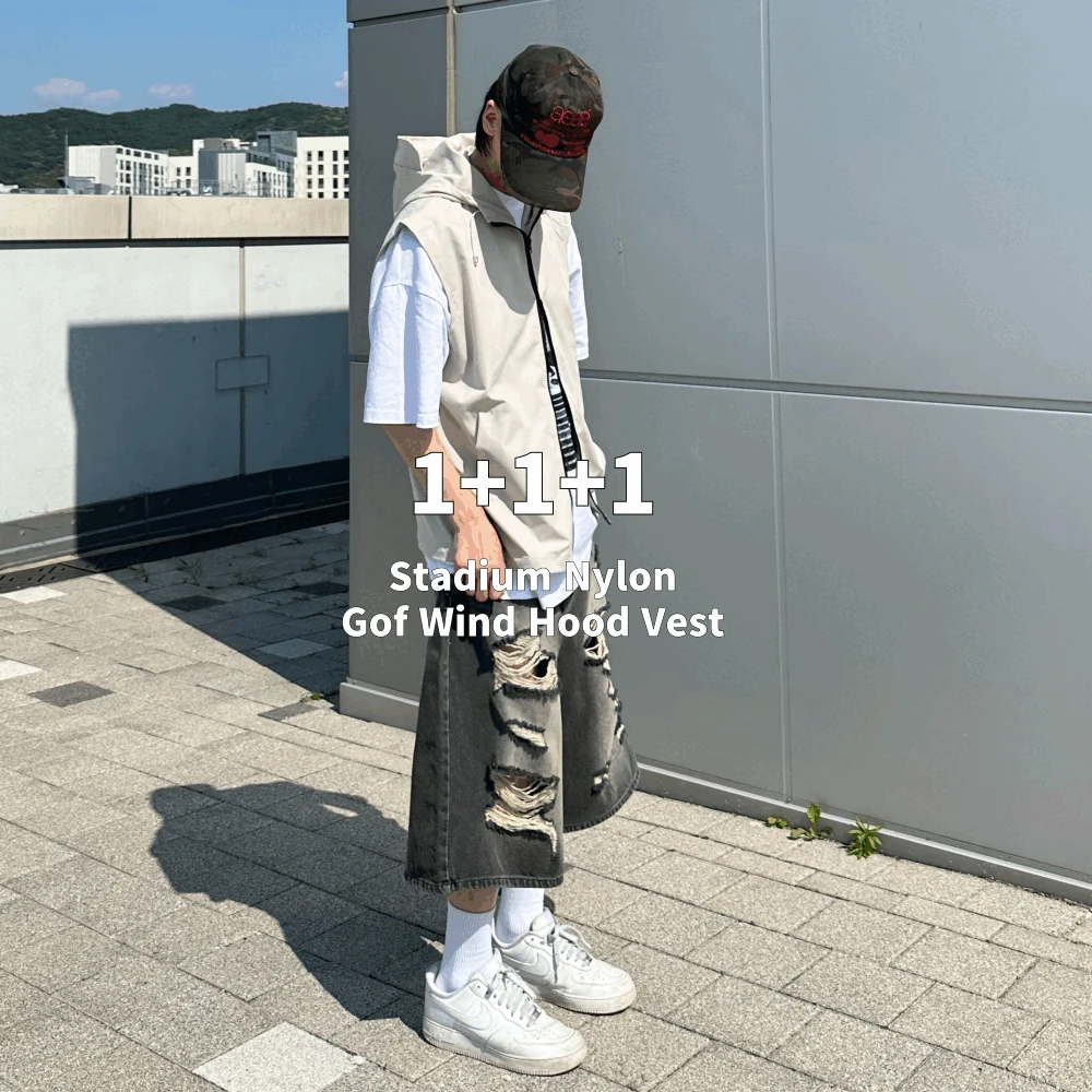 [1+1+1할인] 스타디움 나일론 고프 윈드 후드 베스트