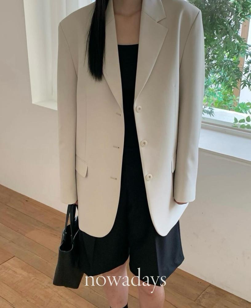 오브젝트 클래식 자켓 긴팔 카라 싱글 베이직 jk (2col)