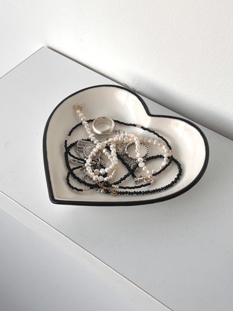 트윙클스터프, Line Heart 플레이트 세라믹 도자기 그릇