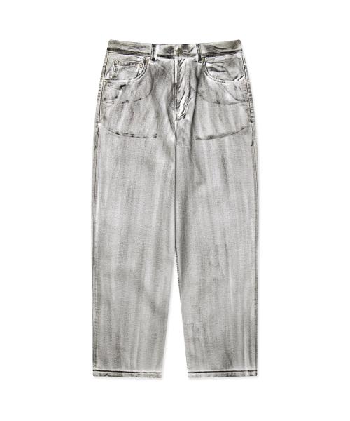 DIRTY WASHED WIDE DENIM PANTS black