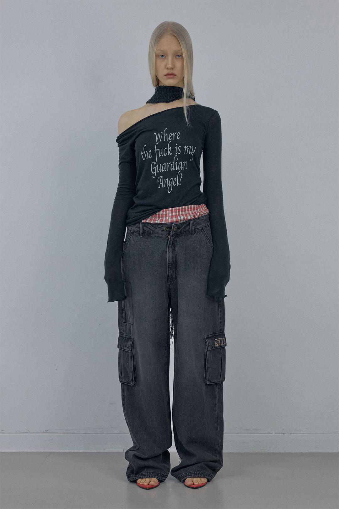 Acid Cargo Jogger Pants Washed Black