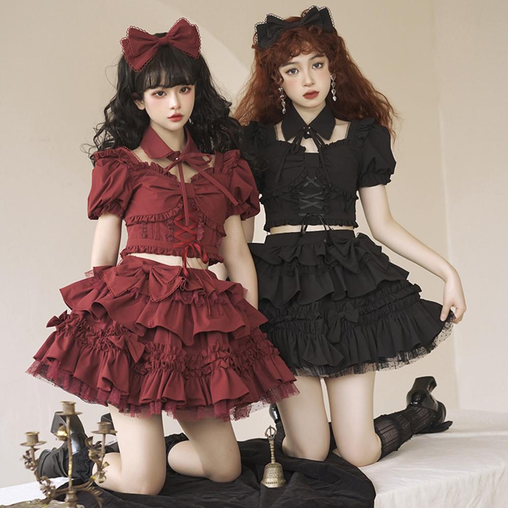 소녀 일상룩 귀요미 파티룩 귀여운 상하의세트 스커트 코스프레 lolita 핫걸파티복