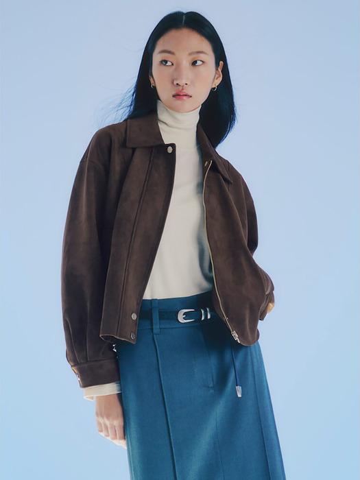 Faux Leather ZipUp Jacket  Brown (KE393ZM02D)