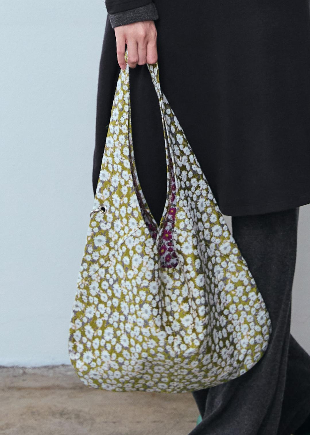 Floral Jacquard Eyelet Shoulder Bag_Yellow