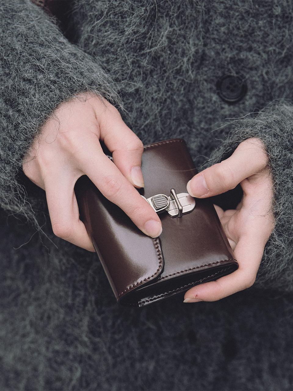 Clasp Half Wallet Dark Brown