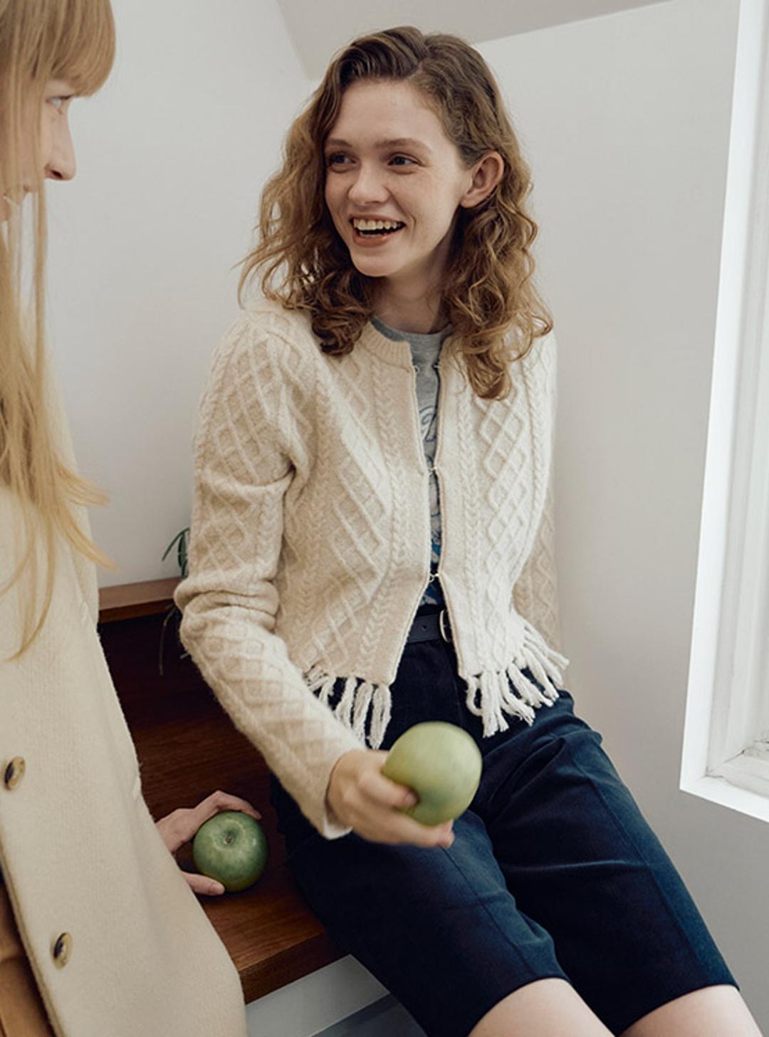 Cable Tassel Knit Cardigan VK4WD251_2color