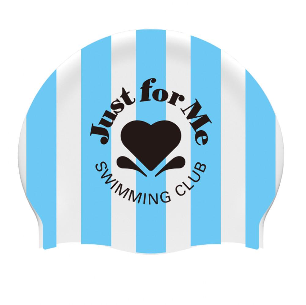 [24 JFM] Striped Heart Logo Swim Cap_Blue&Black