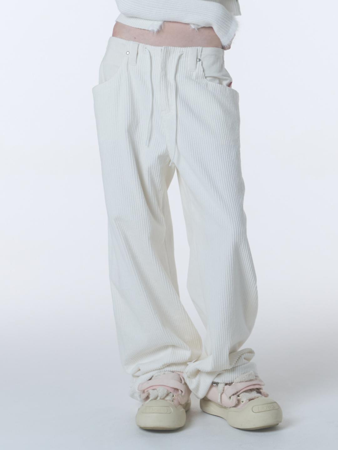 CORDUROY WIDE PANTS [IVORY]