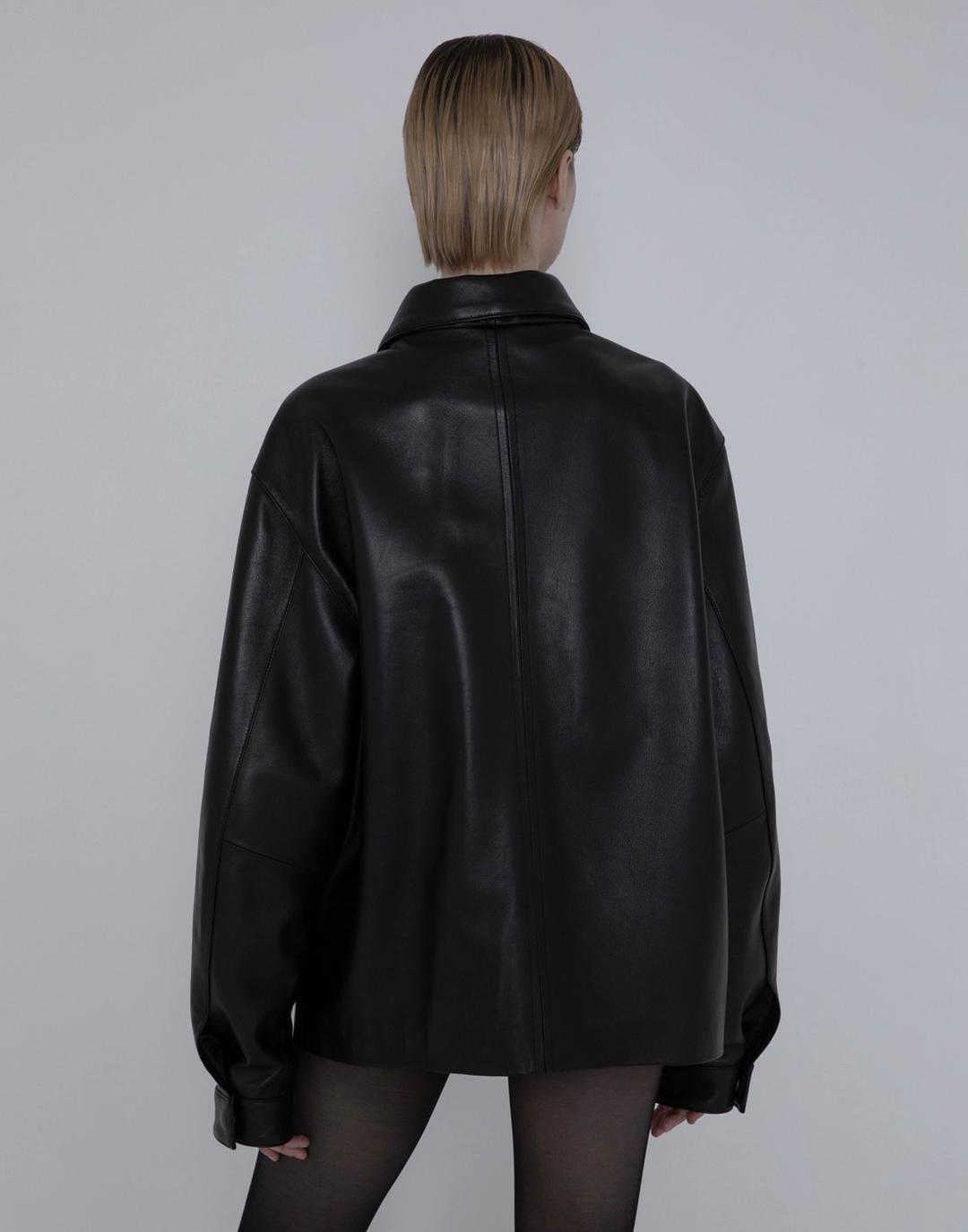 253 Lambskin Sile Blouson (Black)
