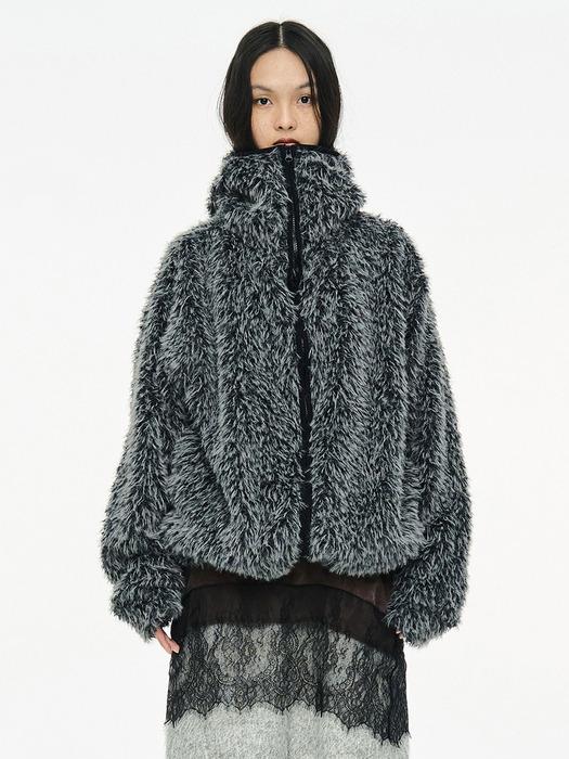 HAIRY BALACLAVA ZIP UP / CHARCOAL