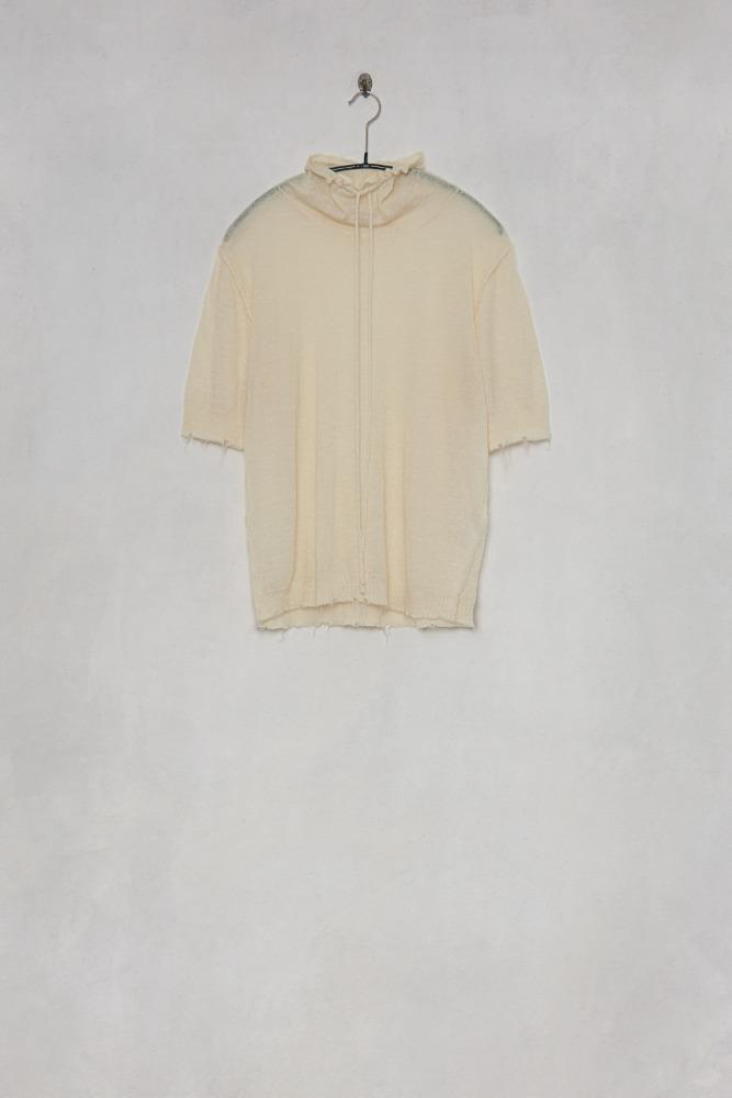 Lana Neck String Knit Top cream, brown