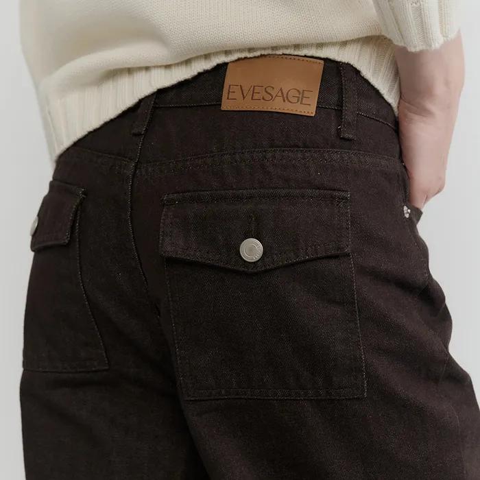 Straight pocket denim (Brown)