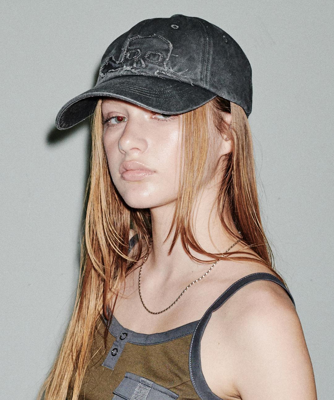 SKULL WASHED BALL CAP [CHARCOAL]