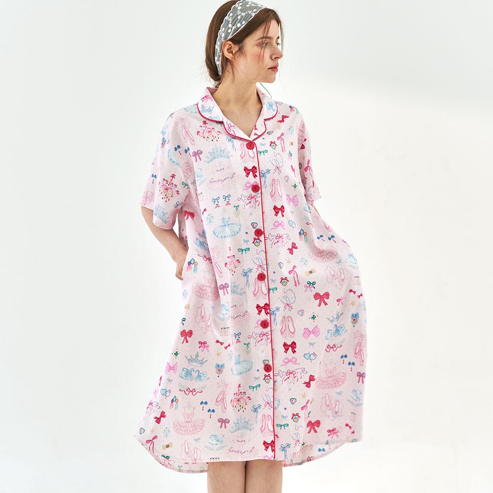 텐셀 모달 로맨틱 발레리나 반팔 원피스 여성 잠옷