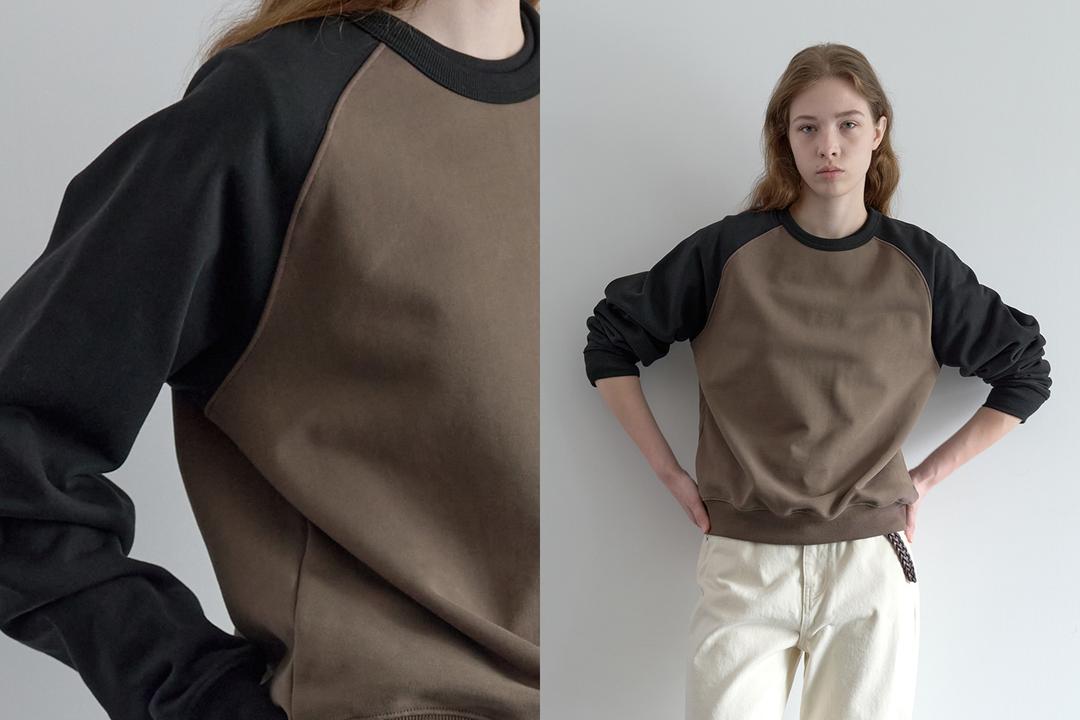 Raglan cotton sweatshirt (brown)