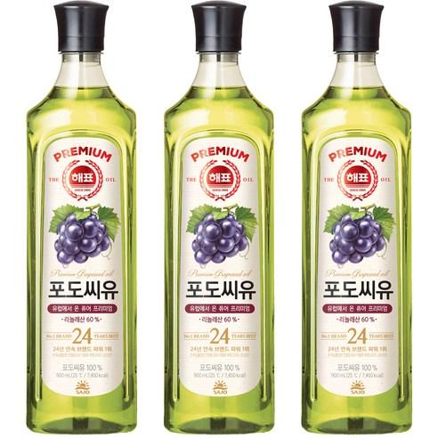 해표 포도씨유, 900ml, 3개 - 포도씨유 | 쿠팡