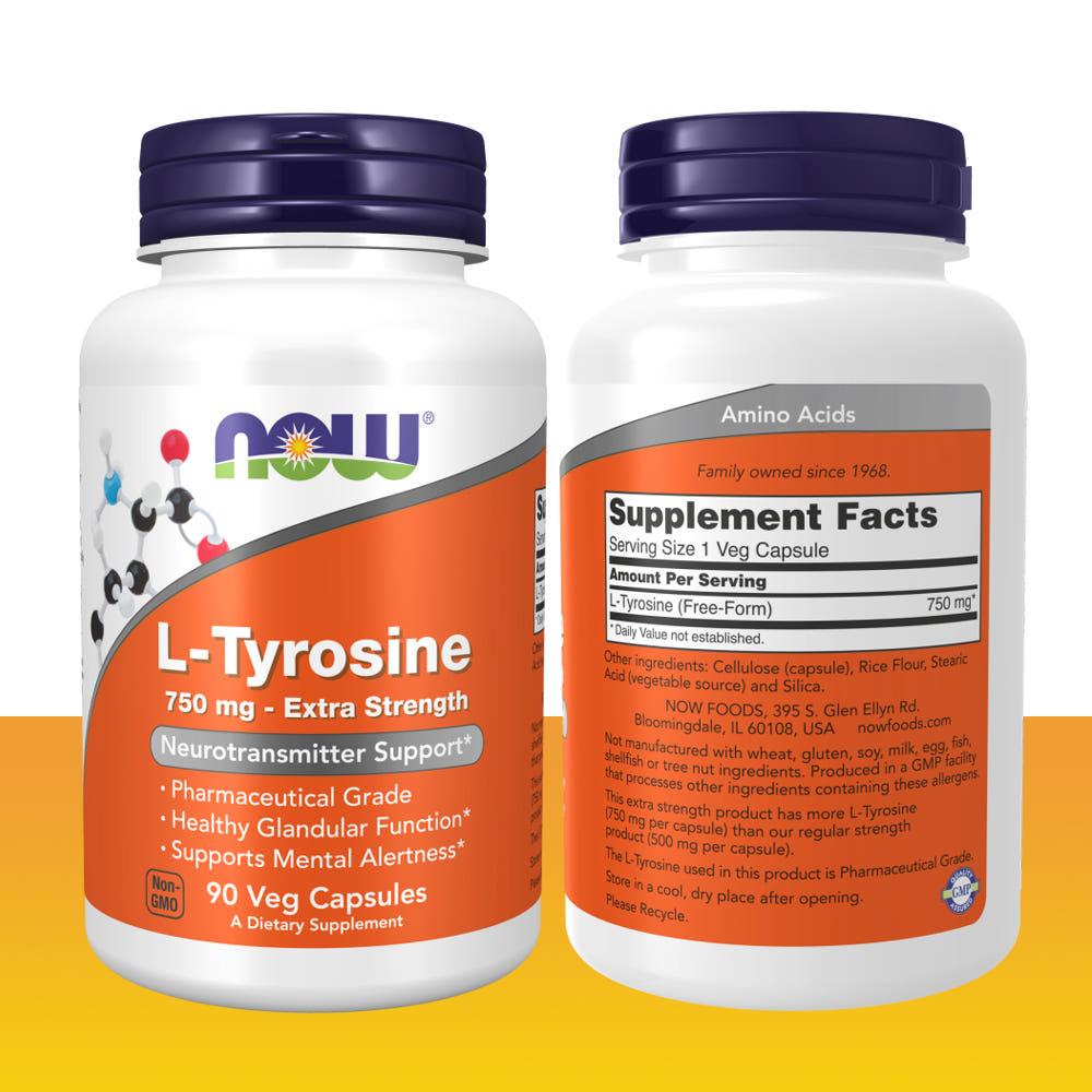 나우푸드 티로신 L타이로신 750mg 베지캡슐 90개입 L-Tyrosine