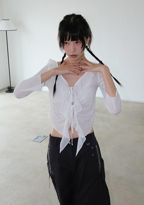 medium sleeve blouse (2color)