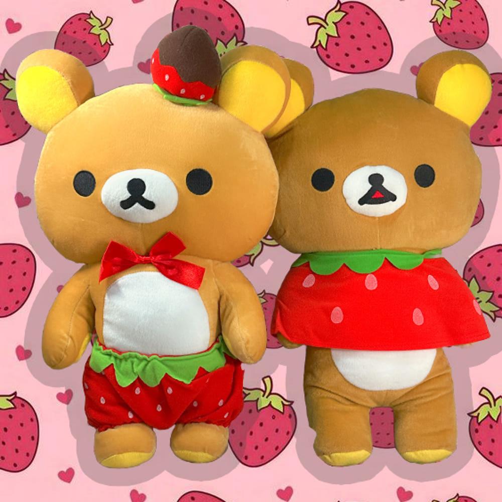 [San-x] 리락쿠마 딸기 곰탱이 봉제인형 XL 50cm 2종 중 택 1