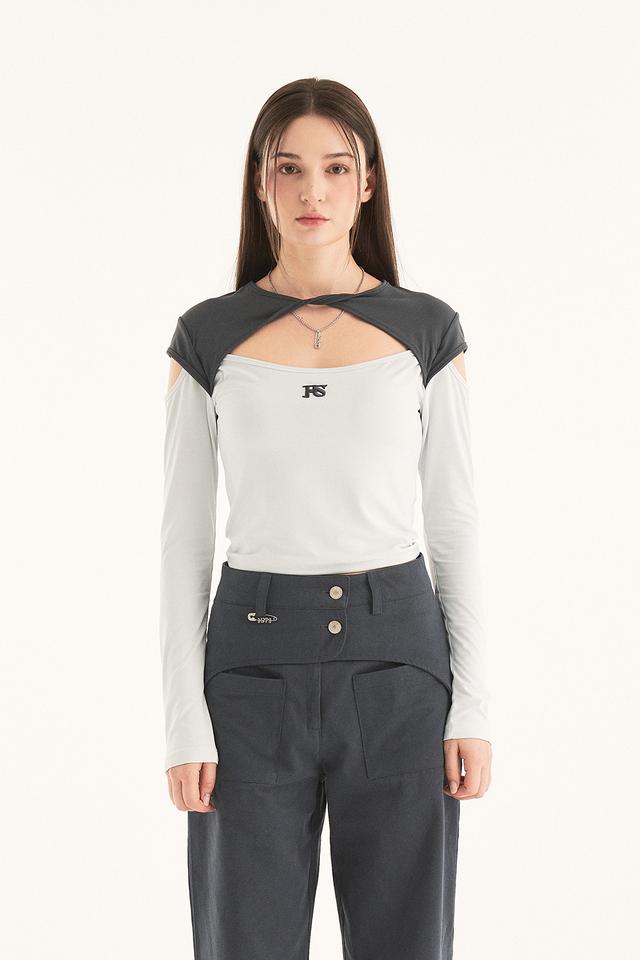 TWIST CUT OUT TOP IN CHARCOAL