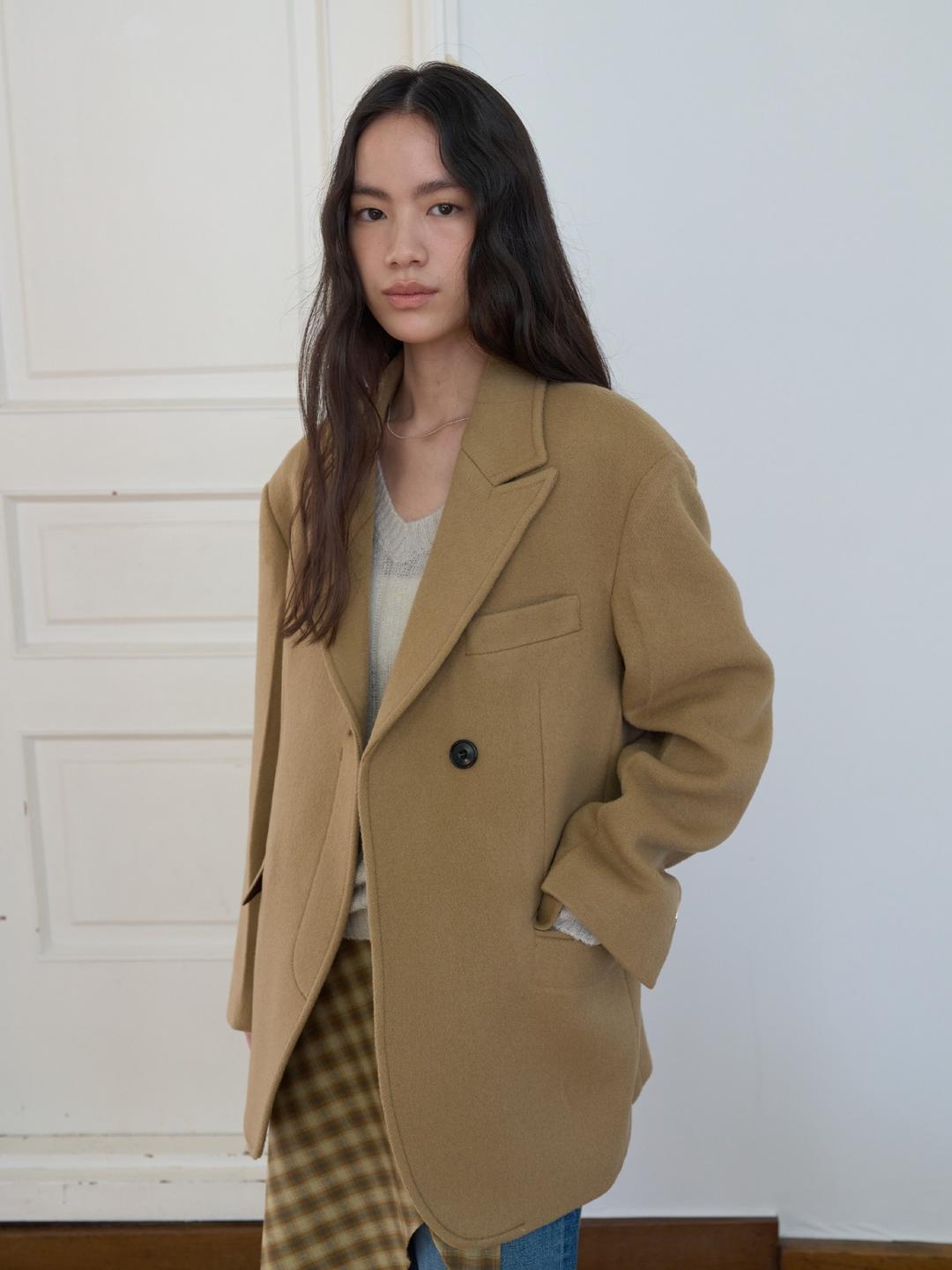 MA JOURNEE - [6차 리오더] CASHMERE DOUBLE HALF COAT_BEIGE