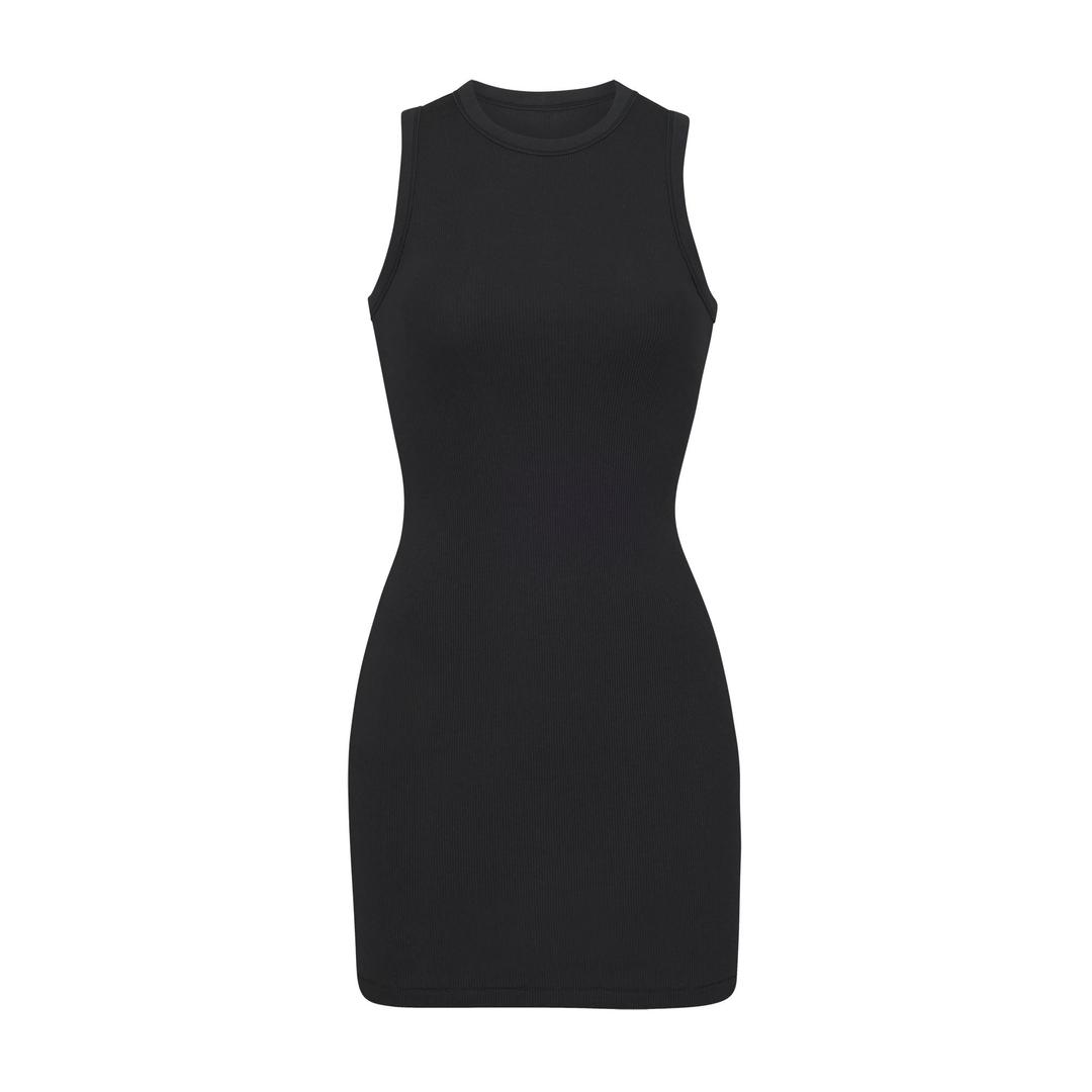 COTTON RIB TANK DRESS | SOOT