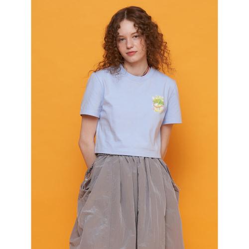[Boynextdoor I Sand Sound] Graphic Crop Sleeve TShirts  Light Blue