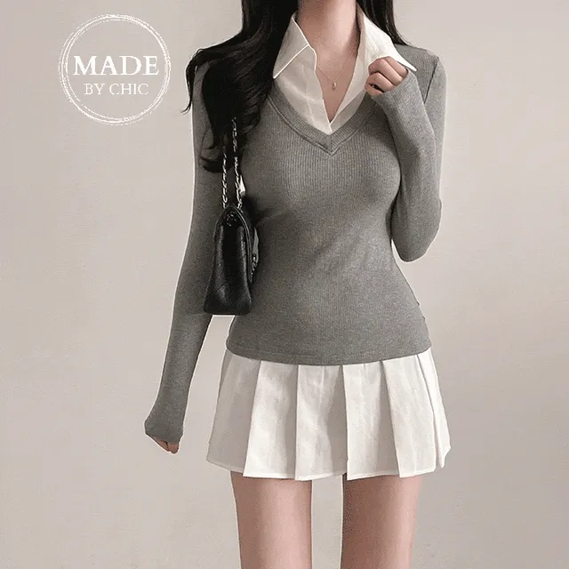 당일출고🚀[자체제작ෆ] 남친심쿵 몸매잡아주는 레이어드 셔츠 미니원피스