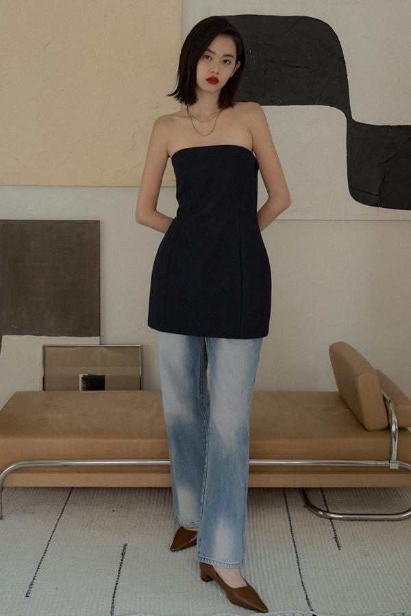 VOLUME TUBE DRESS_NAVY