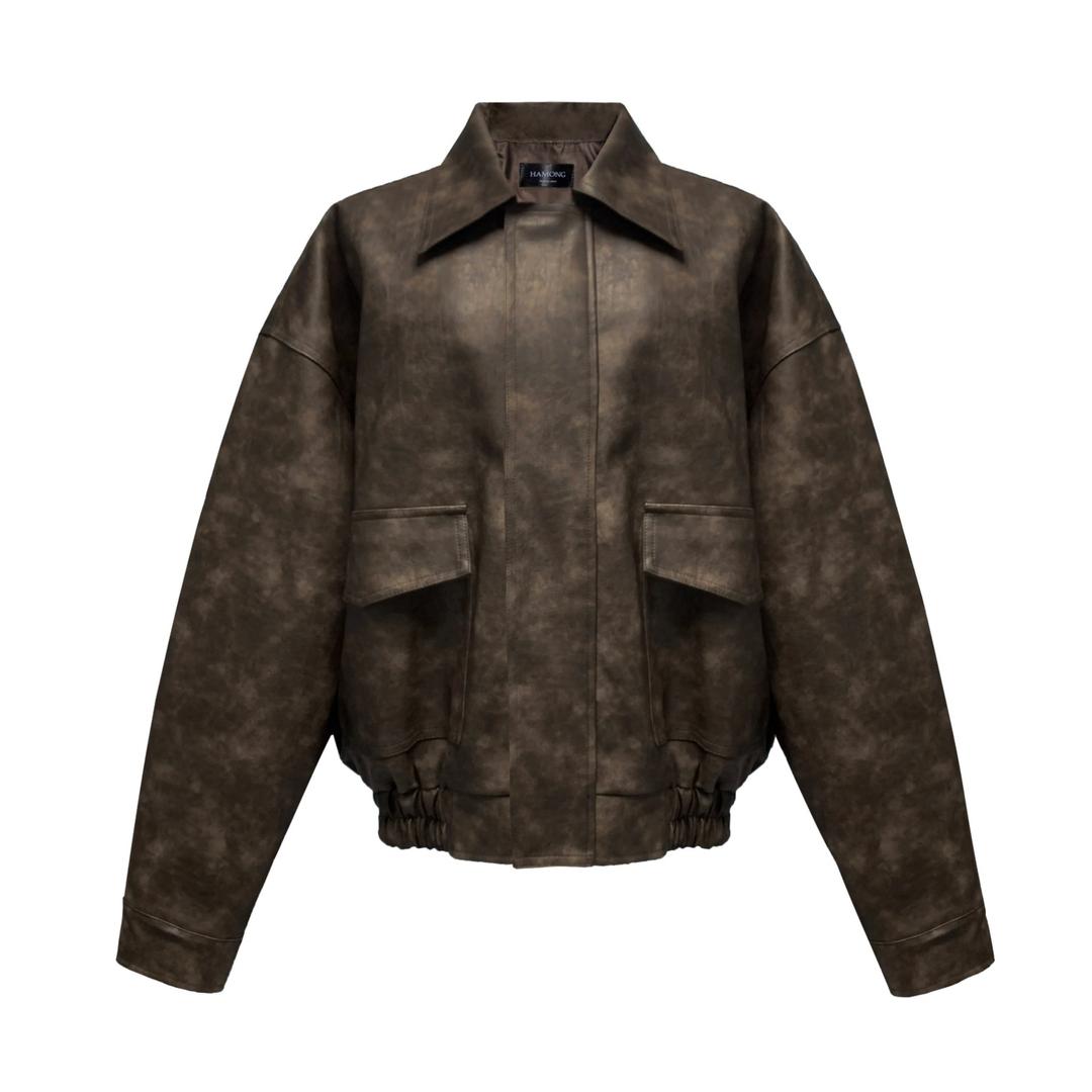 Pre-order ! [Made] Rene leather jacket -brown