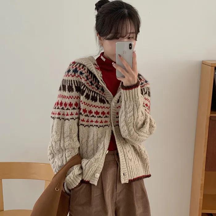 [알로하 pick] [1차:11/14 예약배송] Cable jacquard hoodie cardigan [KNFW05CD02]_[2color]