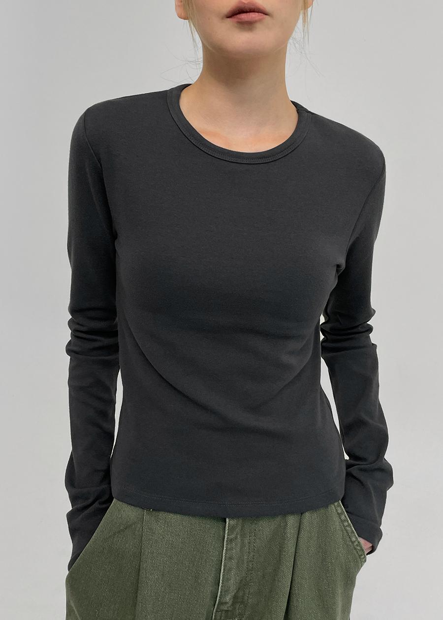 블랙업 [2천장판매] [MADE] 아리엔 기모 라운드 긴팔티