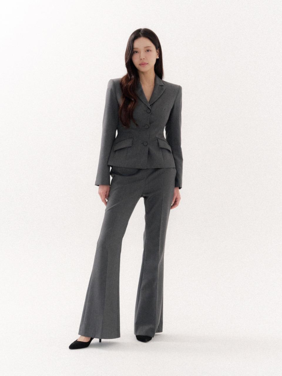 Signature Boots-cut Slacks/ Gray